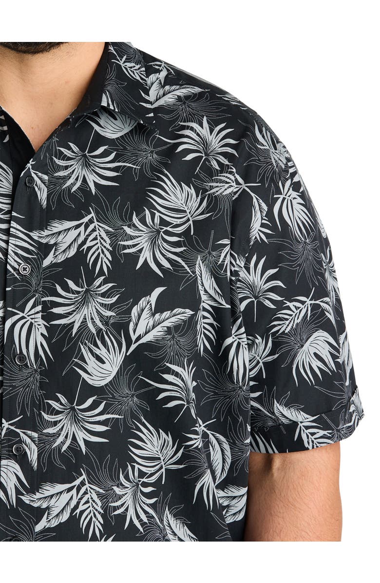 Synrgy by DXL Big & Tall Big Leaf Print Sport Shirt, Alternate, color, Black