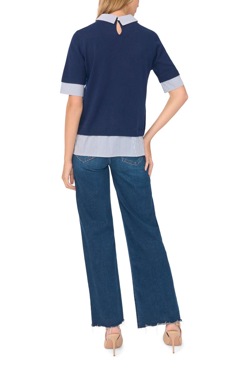 Mixed Media Layered Sweater, Alternate, color, CLASSIC NAVY