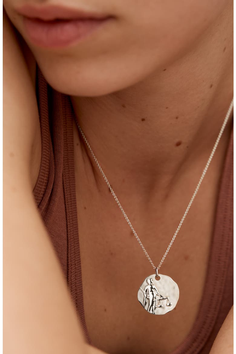 Zodiac Charm Pendant Necklace, Alternate, color, SILVER LIBRA