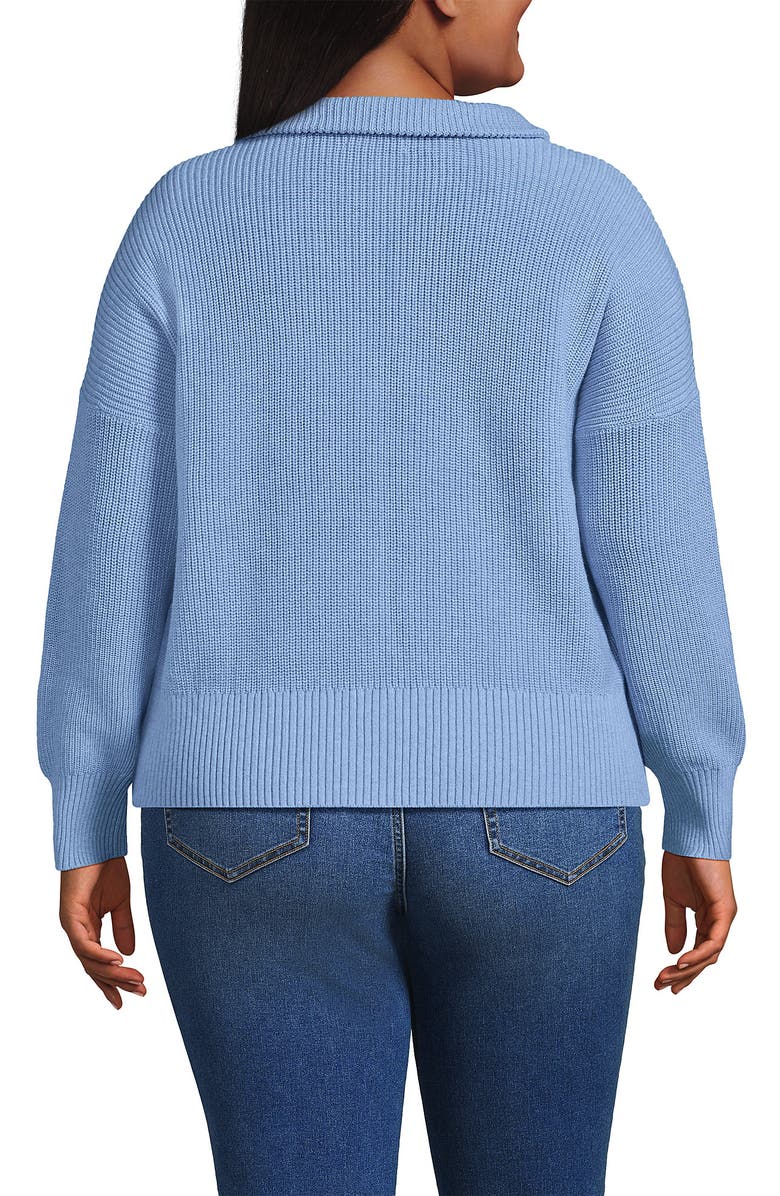 Lands' End Drifter Shaker Wedge Quarter Zip Sweater, Alternate, color, Light True Blue Heather