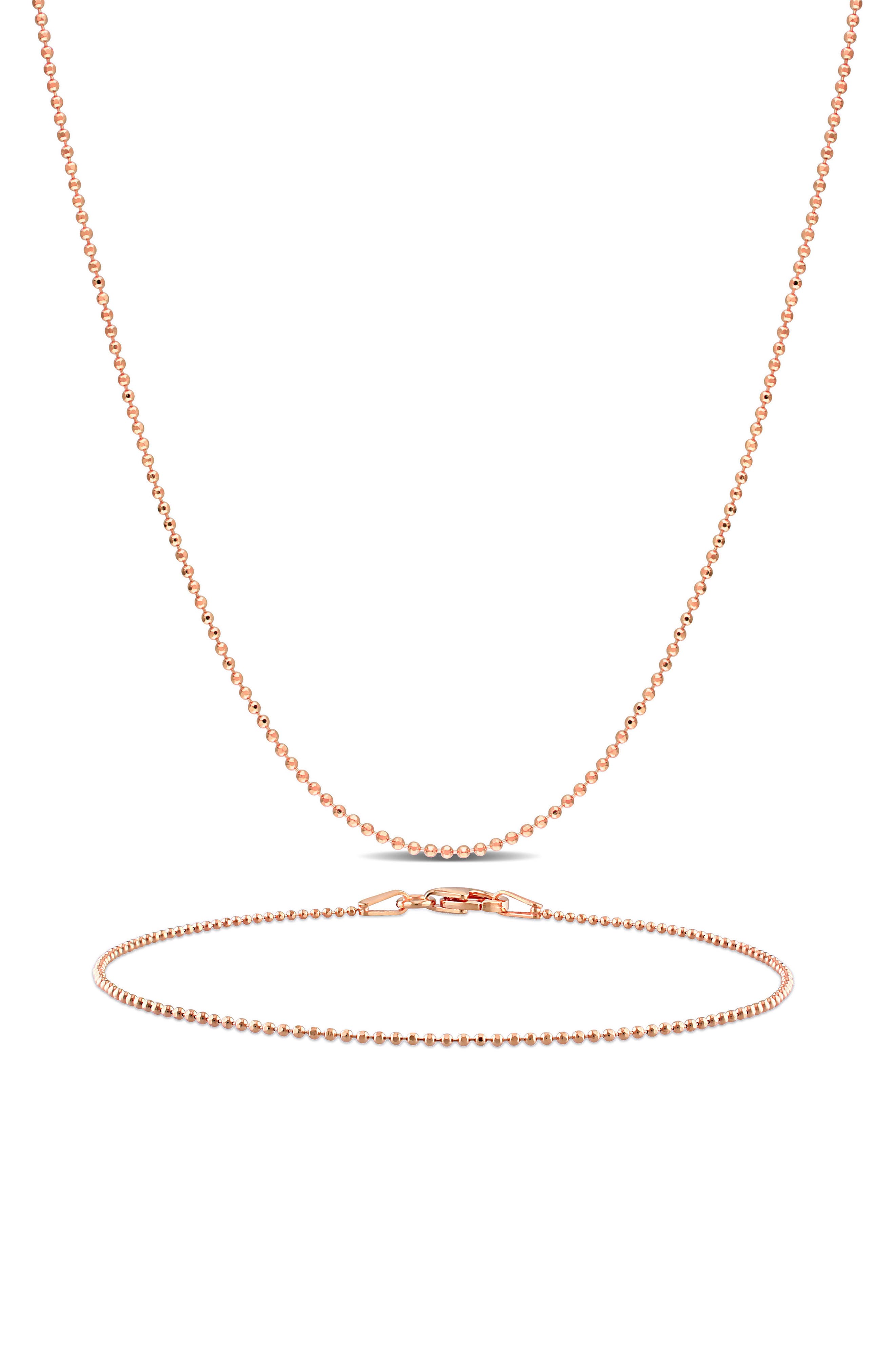 1mm Ball Chain Necklace & Bracelet Set
