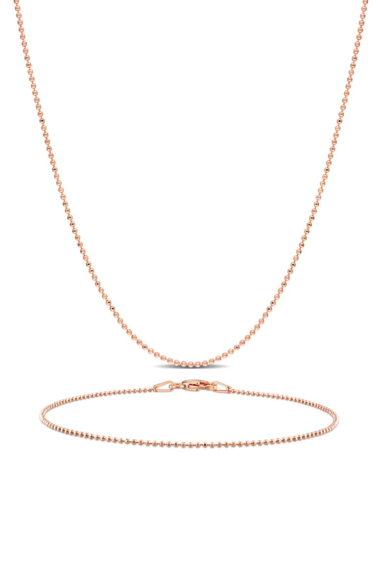 DELMAR 1mm Ball Chain Necklace & Bracelet Set, Main, color, 