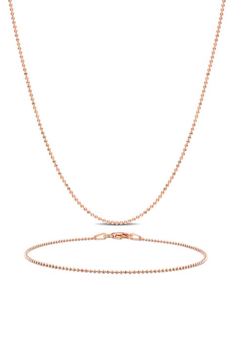 1mm Ball Chain Necklace & Bracelet Set