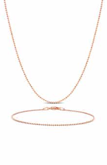 1mm Ball Chain Necklace & Bracelet Set