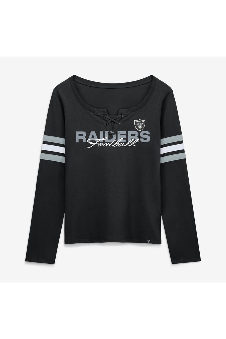Women's Fanatics  Black Las Vegas Raiders Team First Coverage Scheme Lace-Up Long Sleeve T-Shirt, Main, color, Black
