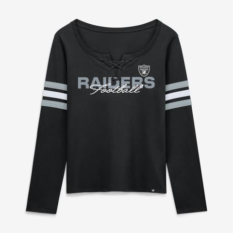 Women's Fanatics  Black Las Vegas Raiders Team First Coverage Scheme Lace-Up Long Sleeve T-Shirt