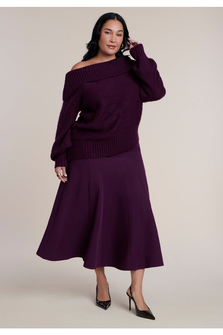 Off The Shoulder Oversized Sweater (plus), Alternate, color, POTENT PURPLE