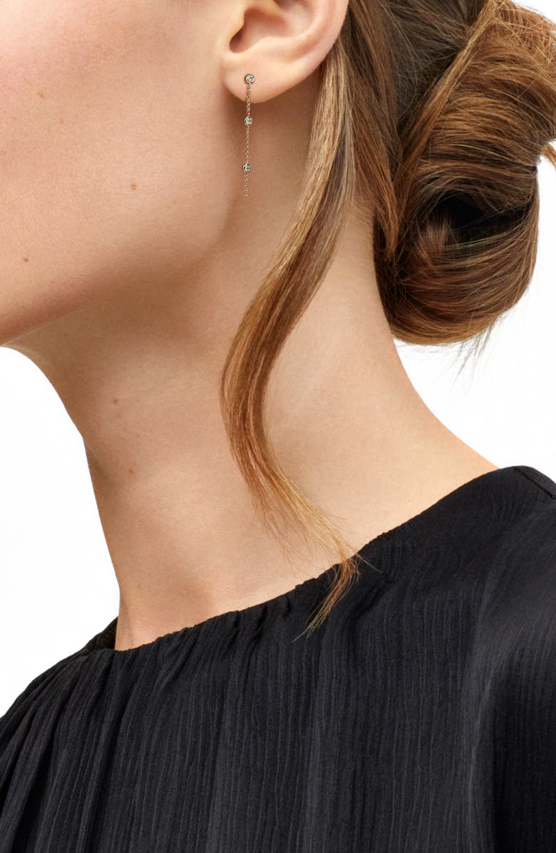 Frankie & Zoe 14K Yellow Gold Diamond Station Chain Front/Back Earrings, Alternate, color, Yellow Gold