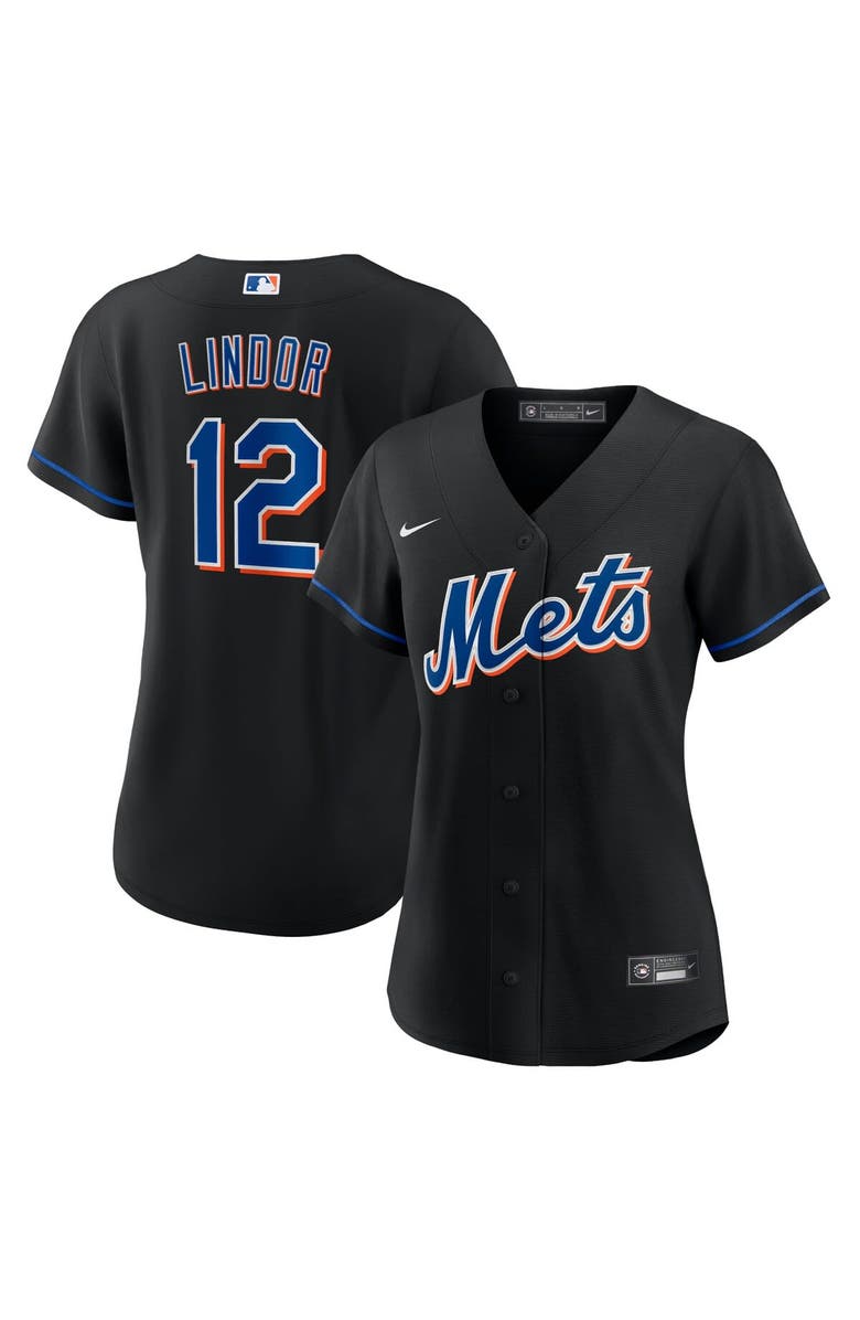 Nike Women's Nike Francisco Lindor Black New York Mets 2022 Alternate Replica Player Jersey, Main, color, 