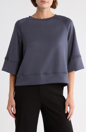 T Tahari Scuba Knit Sweatshirt In Gray
