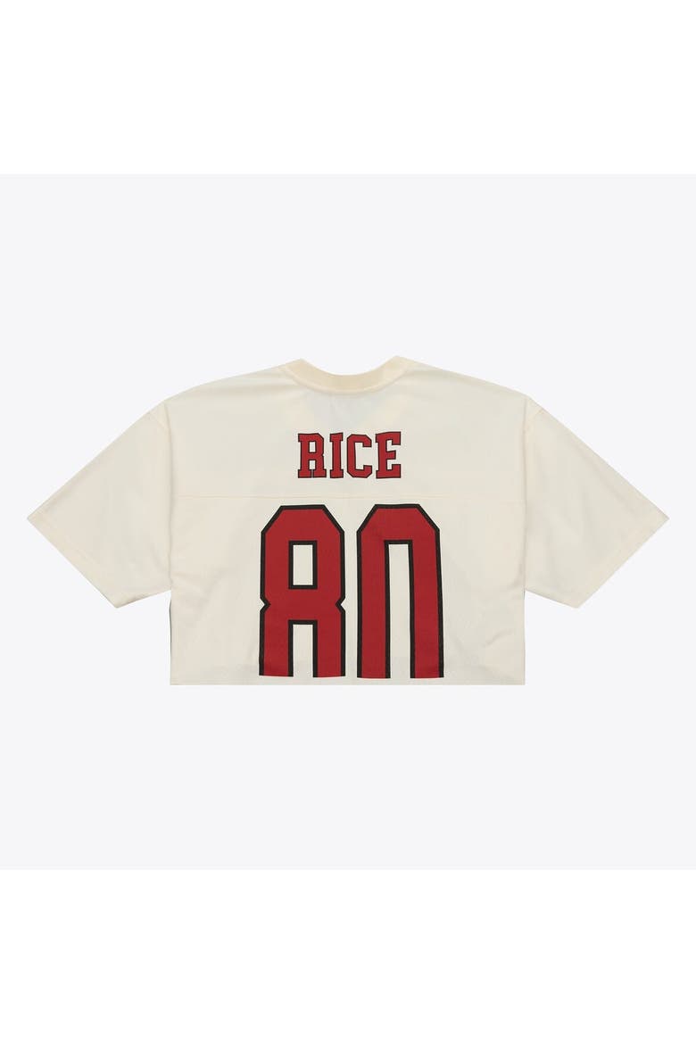Women's Mitchell & Ness Jerry Rice Cream San Francisco 49ers Retired Player Cropped Fashion Jersey, Alternate, color, Cream