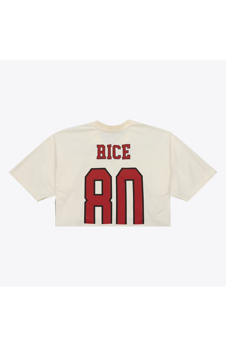 Mitchell & Ness Women's Mitchell & Ness Jerry Rice Cream San Francisco 49ers Retired Player Cropped Fashion Jersey, Alternate, color, Cream