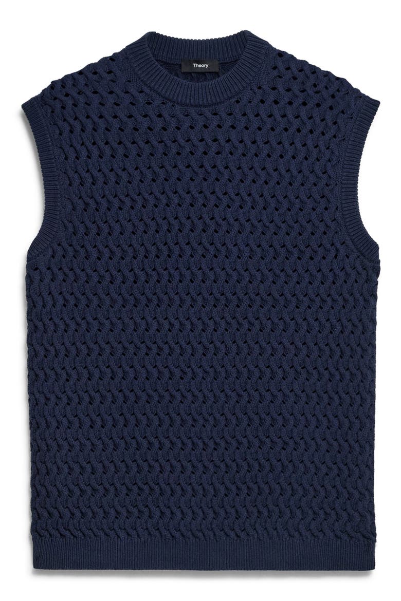 Open Stitch Sweater Vest, Alternate, color, NAVY