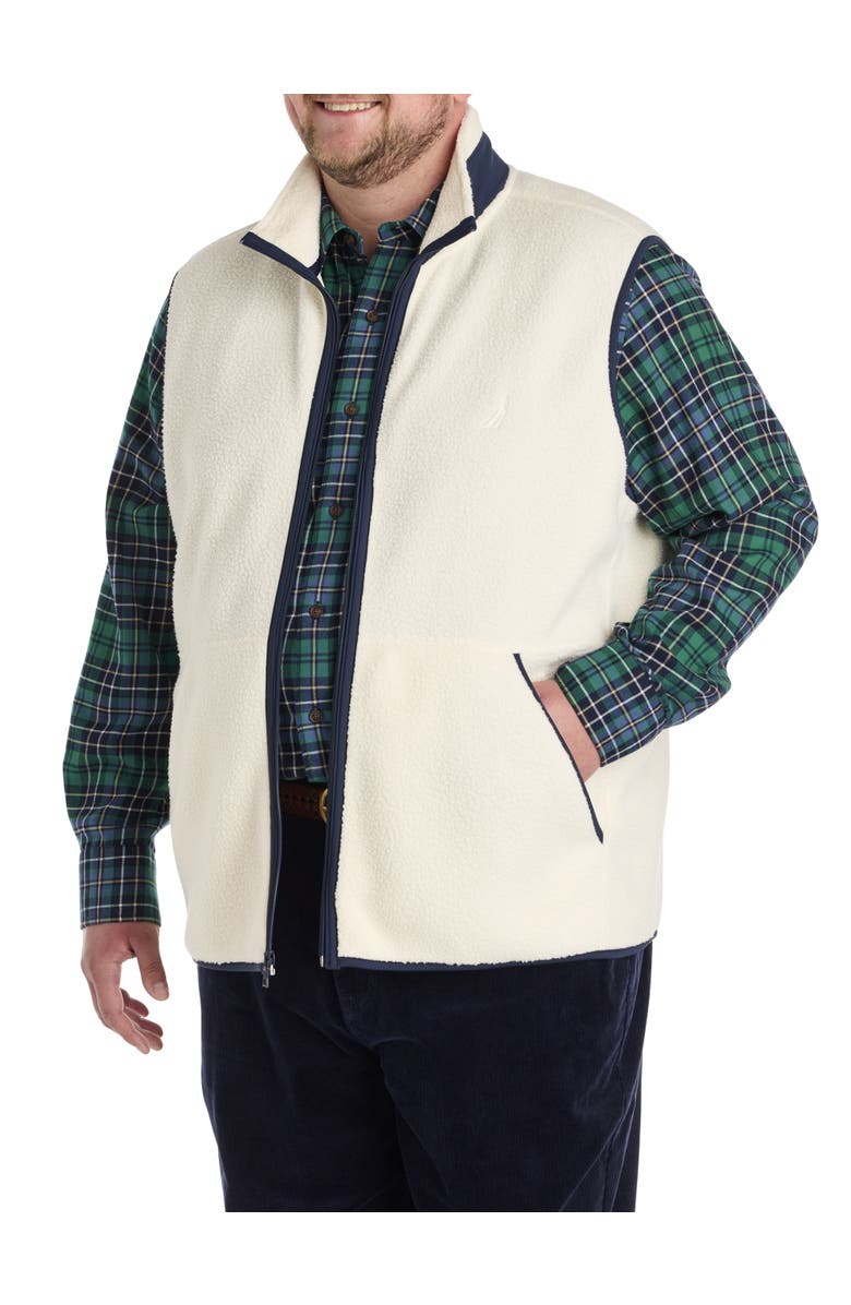 Nautica Big & Tall Mixed Media Vest, Alternate, color, Natural