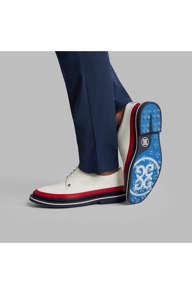 G/FORE Gallivanter Tuxedo Stripe Golf Shoe, Alternate, color, Snow / Multi