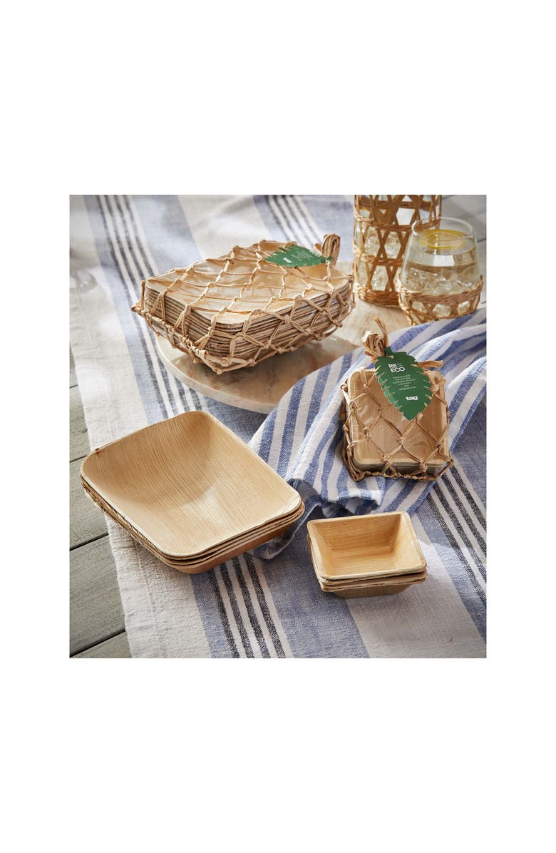 tag Eco Palm Leaf Rectangular Bowl Set of 12 Natural Dining, Alternate, color, Beige