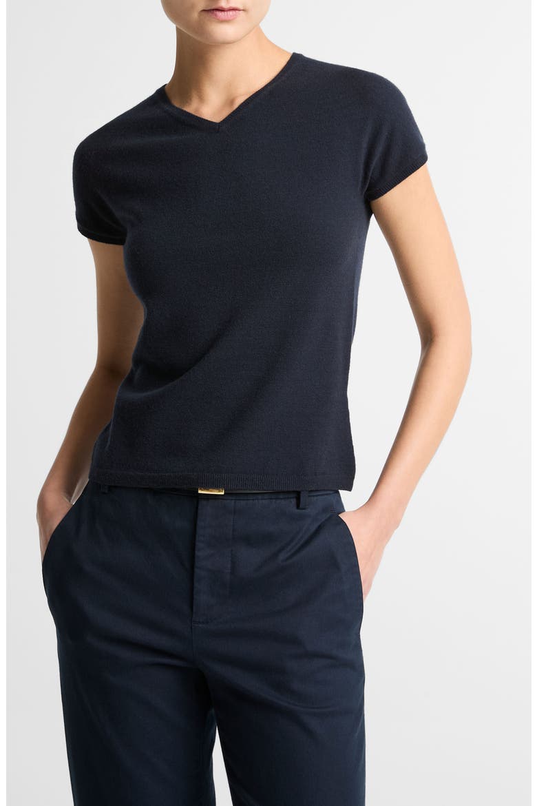 Short Sleeve Wool Blend Sweater, Main, color, ECLIPSE