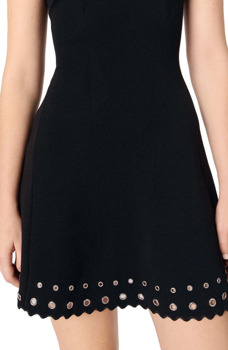 maje Mini eyelet knit dress, Alternate, color, 