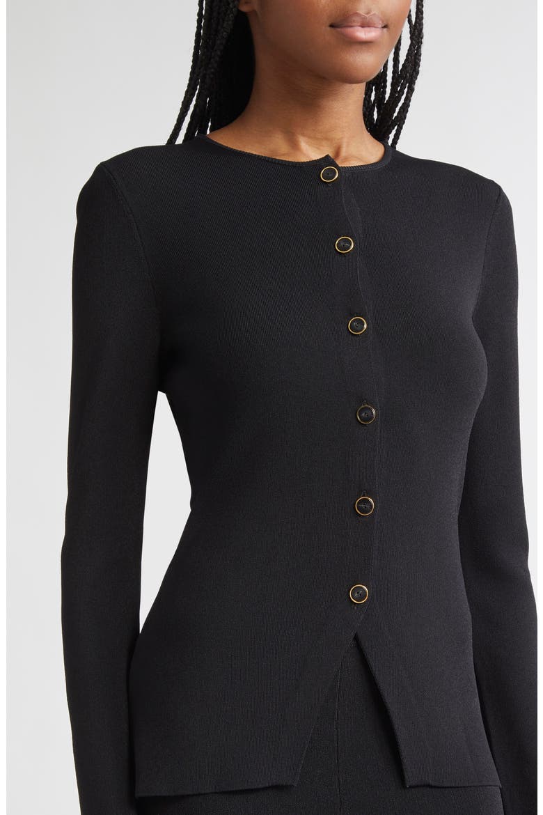 Lainey Cutaway Hem Cardigan, Alternate, color, BLACK