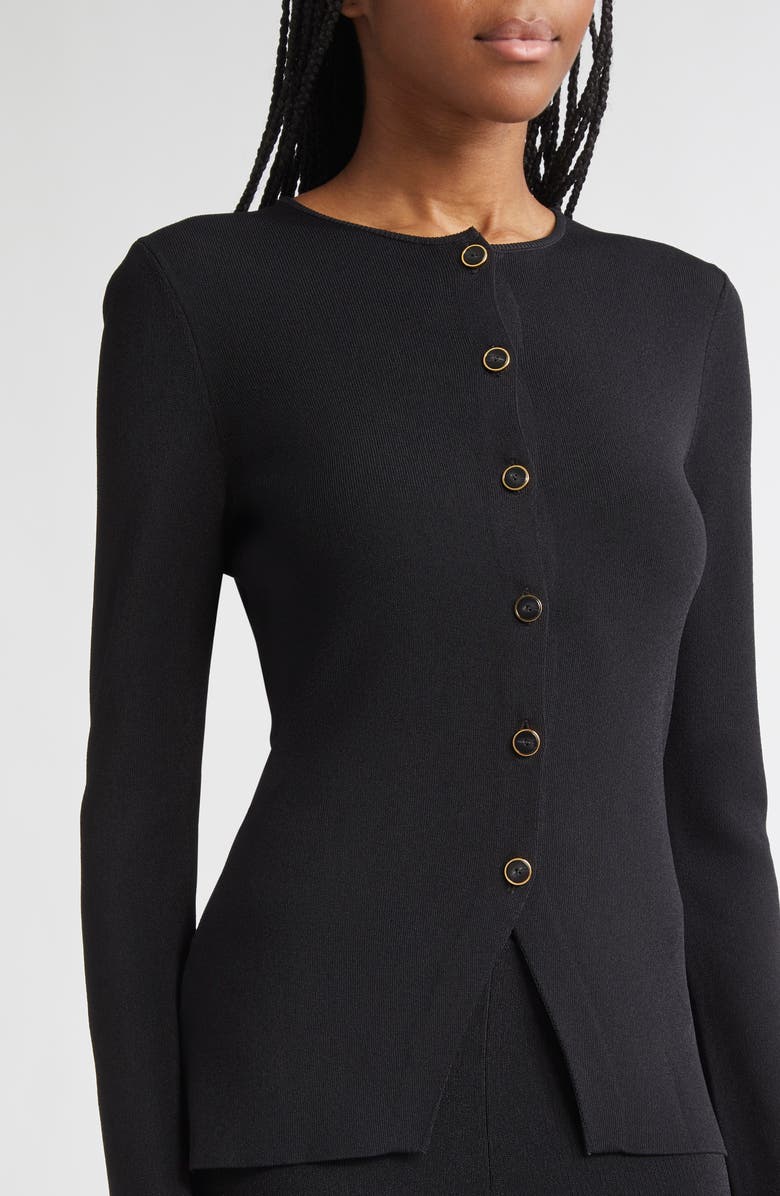 Altuzarra Lainey Cutaway Hem Cardigan, Alternate, color, Black