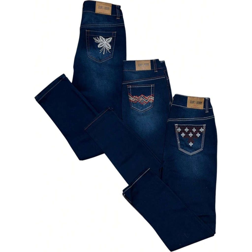Benben 3 Pack Embroidered Stretch Fit Jeans In Multicolor