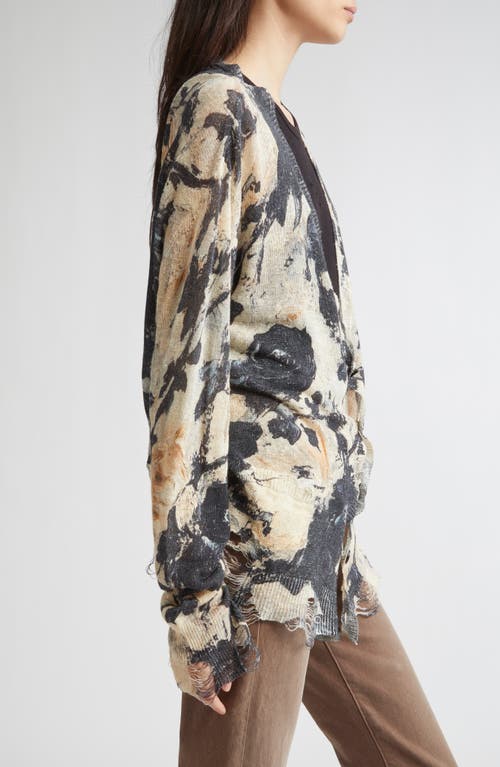 R13 Floral-print Frayed Cardigan In Multi