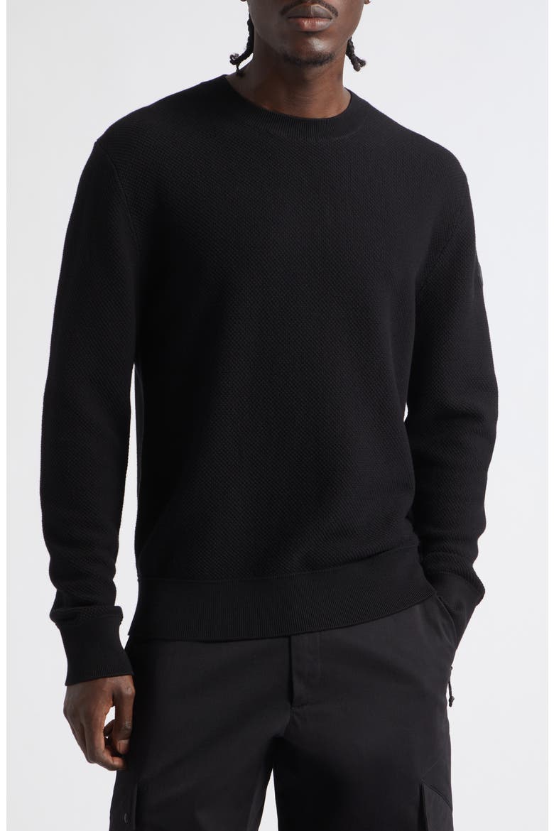 Cotton Crewneck Sweater, Main, color, BLACK