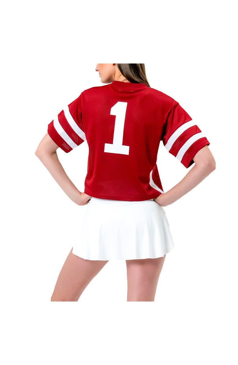 Established & Co. Women's Established & Co. Crimson Alabama Crimson Tide Fashion Boxy Cropped Football Jersey, Alternate, color,