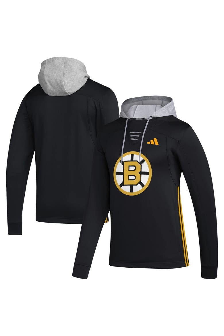 Men's adidas Black Boston Bruins Refresh Skate Lace AEROREADY Pullover Hoodie, Alternate, color, Black