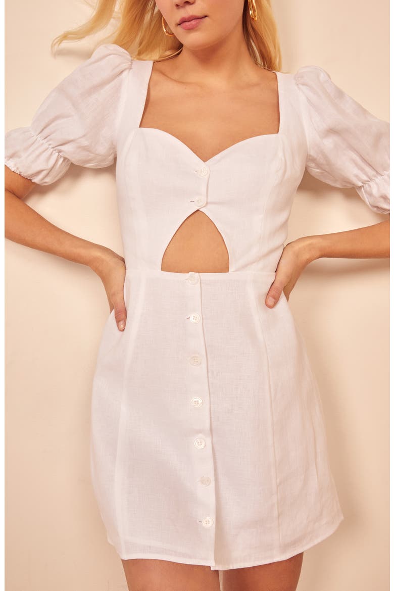 Clay Cutout Linen Dress, Alternate, color, WHITE