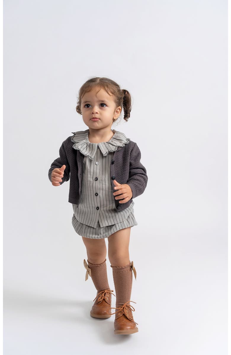 Charlotte & George Knit Textured Cardigan with Center Front Button, Alternate, color, Charcoal