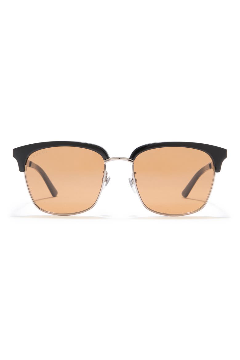 55mm Square Sunglasses, Main, color, BLACK RUTHENIUM BROWN