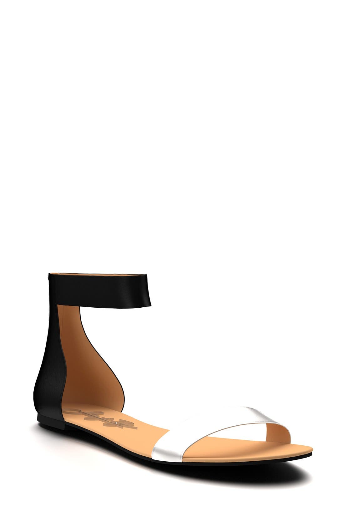 Ankle Strap Sandal, Main, color, BLACK LEATHER
