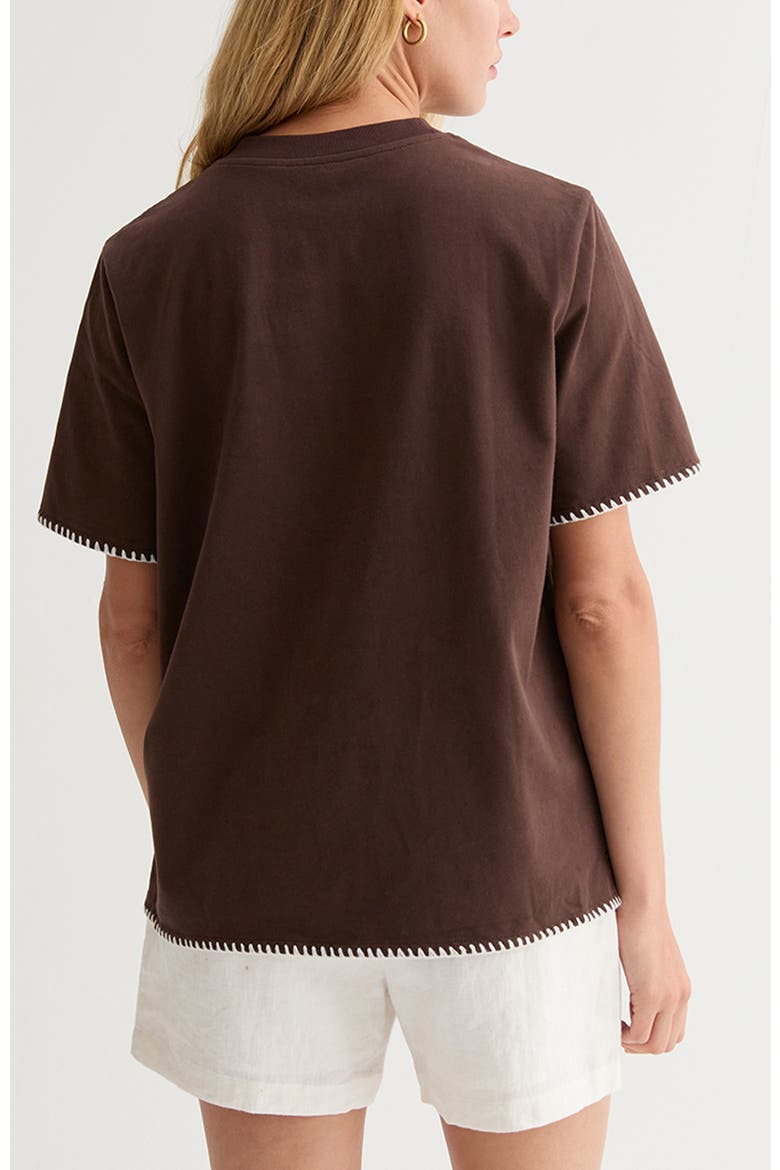 Blanket Stitch Boxy T-Shirt, Alternate, color, Brown