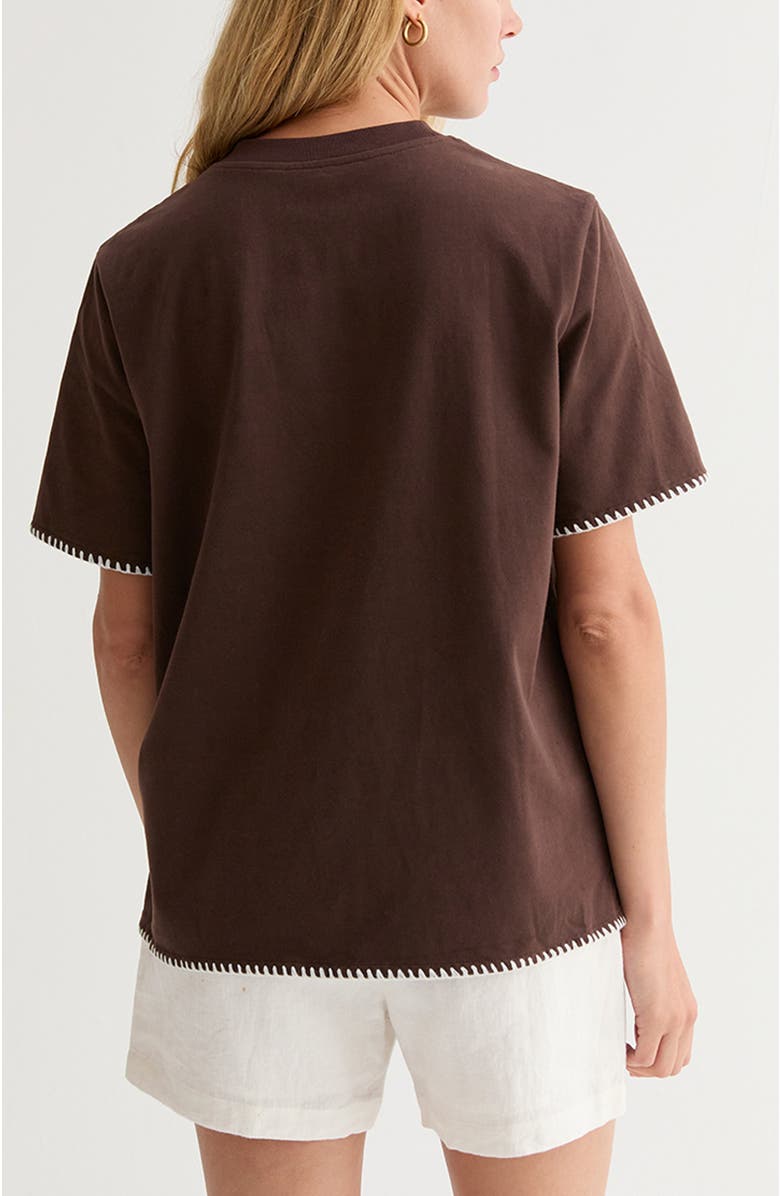 CRESCENT Blanket Stitch Boxy T-Shirt, Alternate, color, Brown