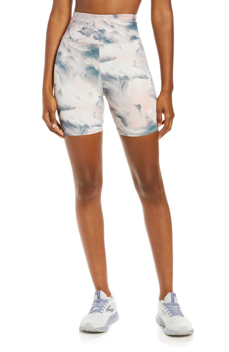 Fourlaps Arc High Waist Recycled Polyester Blend Bike Shorts, Main, color, 