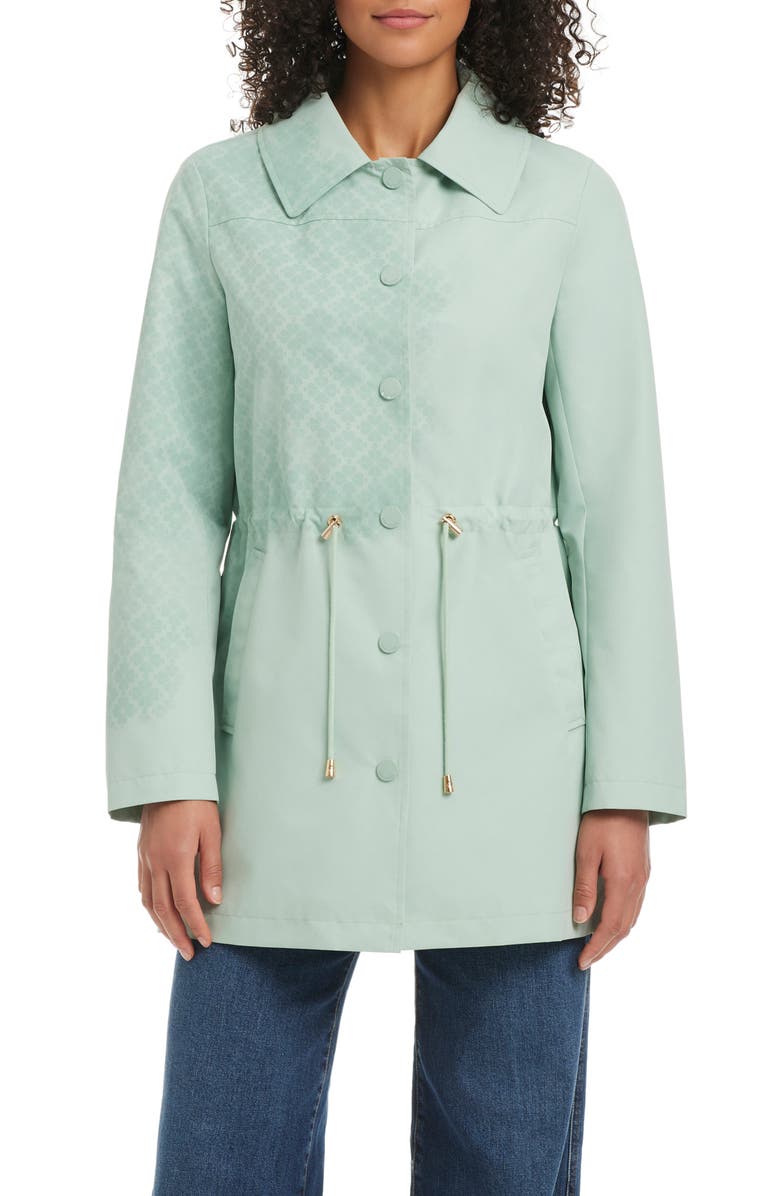 Kate Spade New York Magic Print Hooded Rain Jacket, Alternate, color, Frosted Aqua