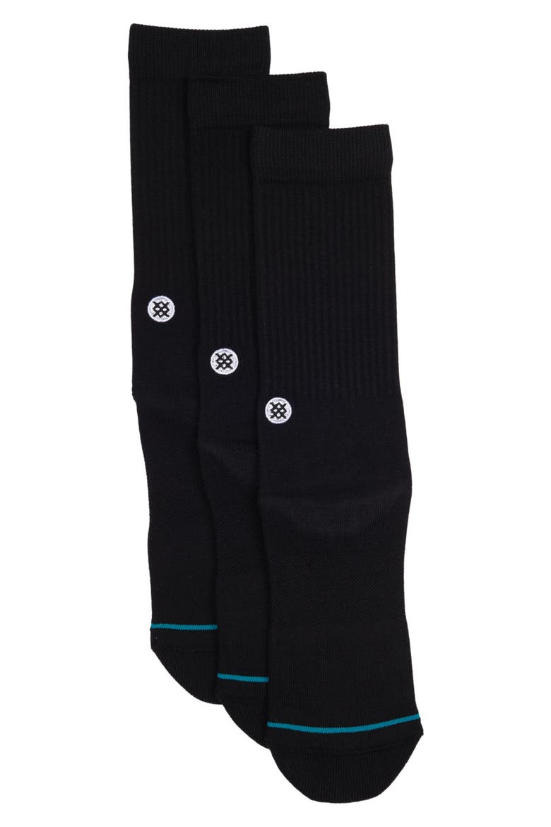 Icon Assorted 3-Pack Crew Socks, Main, color, BLACK