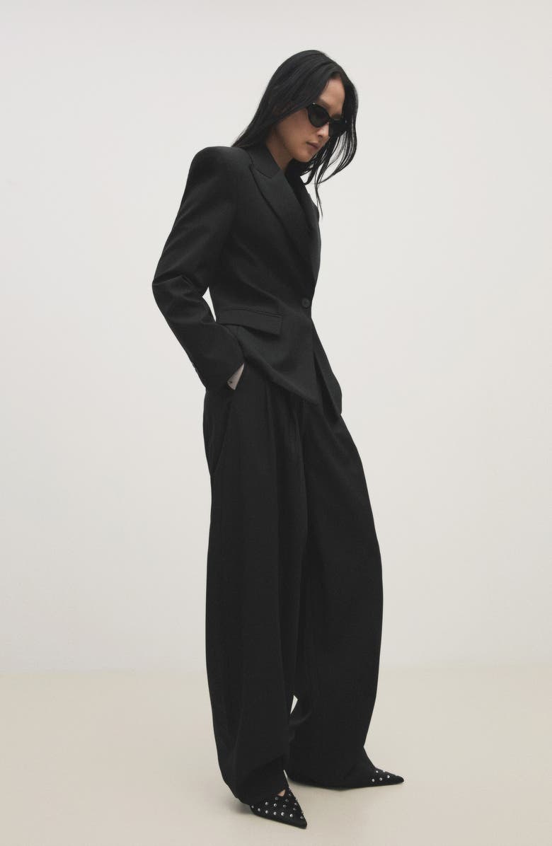 MANGO Crystal Pointed Toe Mule, Alternate, color, Black