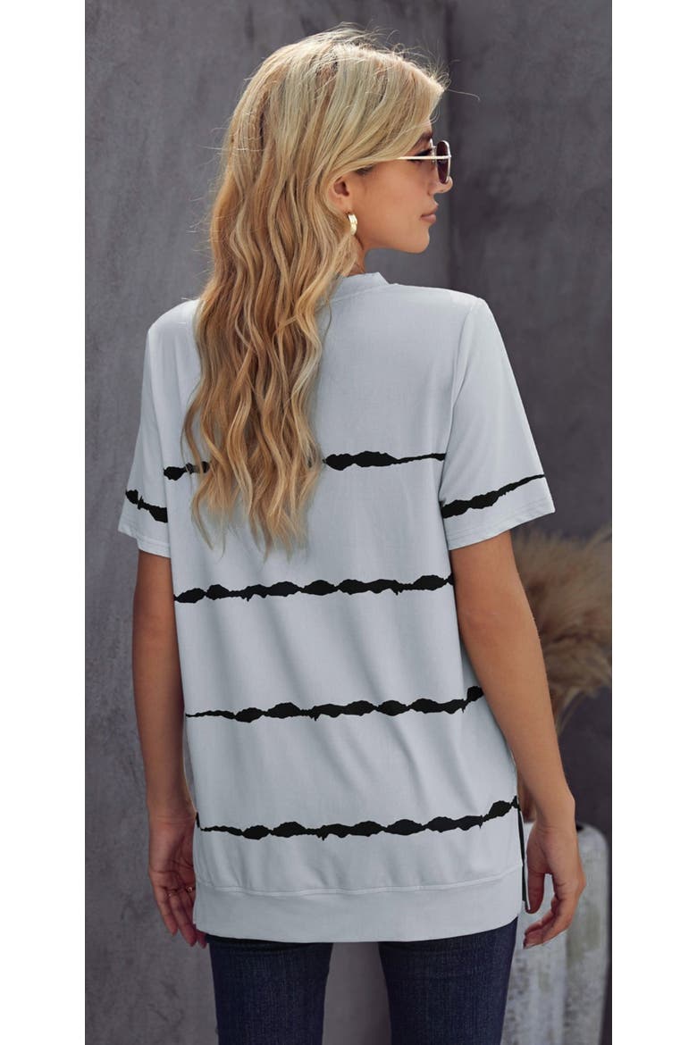 Tie-Dye Stripe Side-Slit Tunic Tee, Alternate, color, Lunar Gray