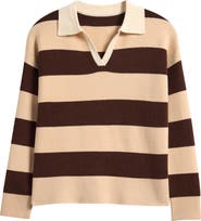 Freshman Kids' Stripe Johnny Collar Rugby Sweater