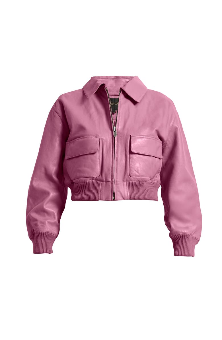 AS by DF Florence Upcycled Leather Bomber Jacket, Alternate, color, Mauve
