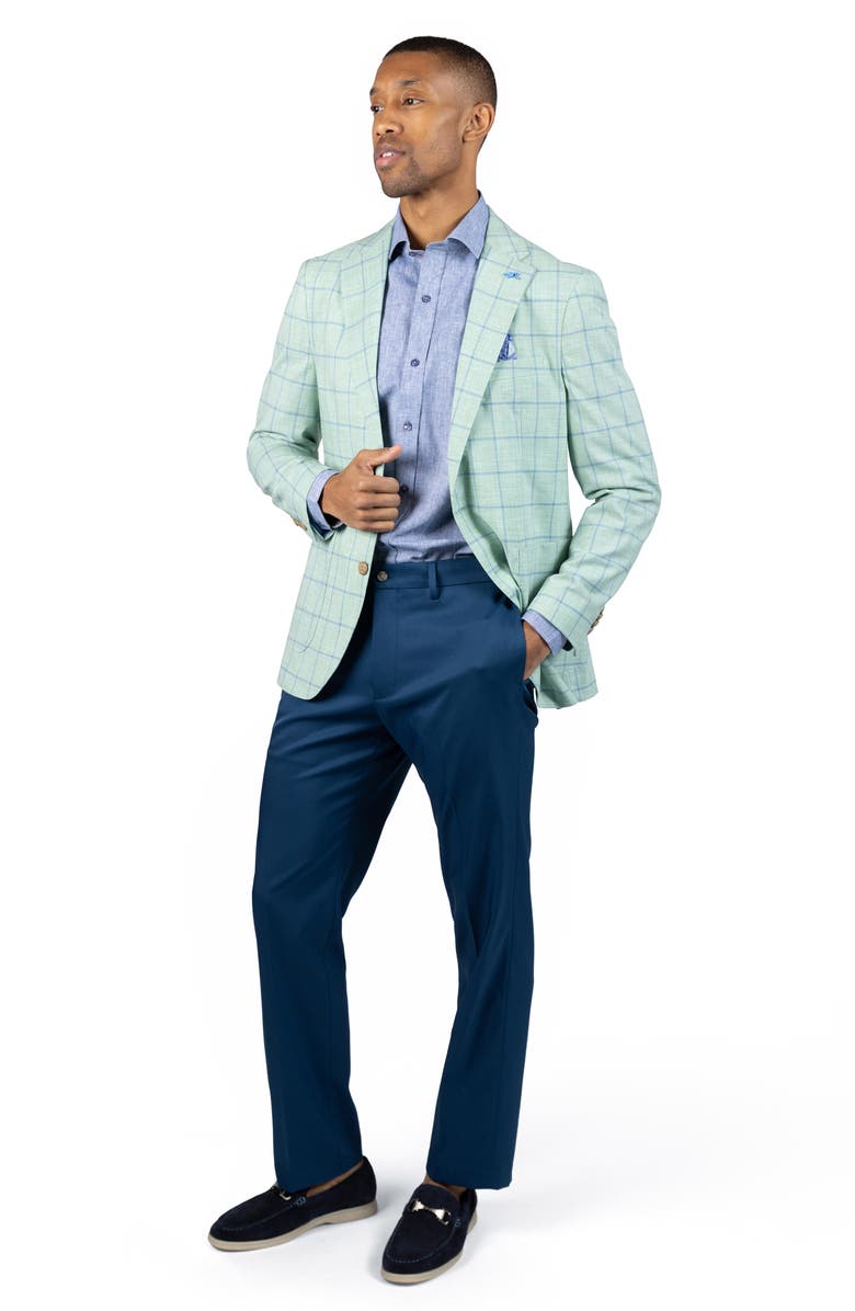 TailorByrd Mélange Yarn Dyed Windowpane Sport Coat, Alternate, color, Sage