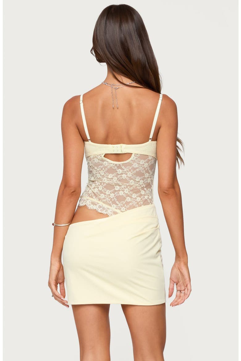 Lace Asymmetric Cutout Minidress, Alternate, color, YELLOW