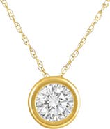 Bliss Diamond .90Ct Diamond Bezel Pendant Solitaire Necklace 14k Gold Lab Grown