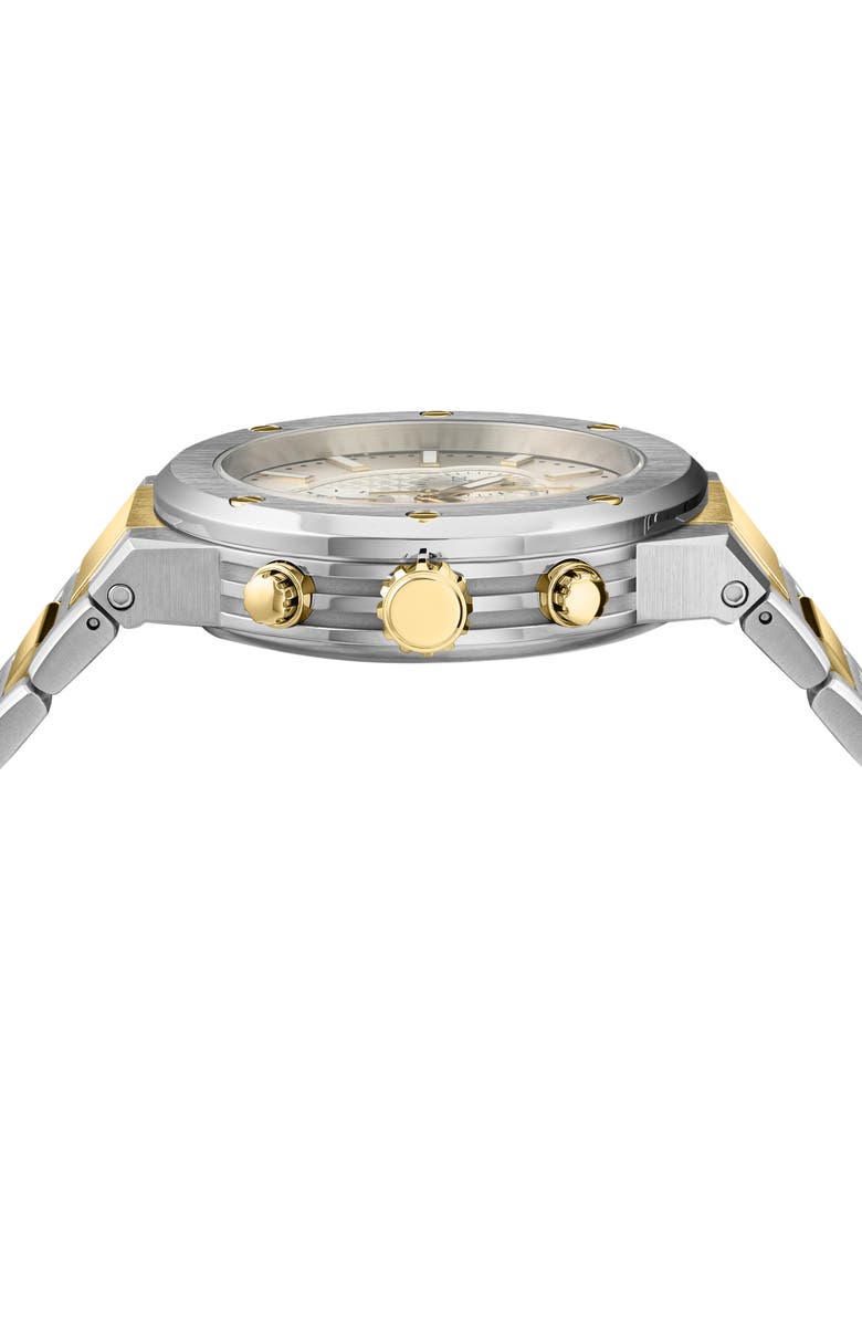 FERRAGAMO F-80 Two-Tone Bracelet Strap Chronograph Watch, 42mm, Alternate, color, Two Tone