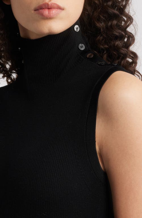 Hugo Boss Boss Fusoni Metallic Mock Neck Sleeveless Rib Sweater In Black