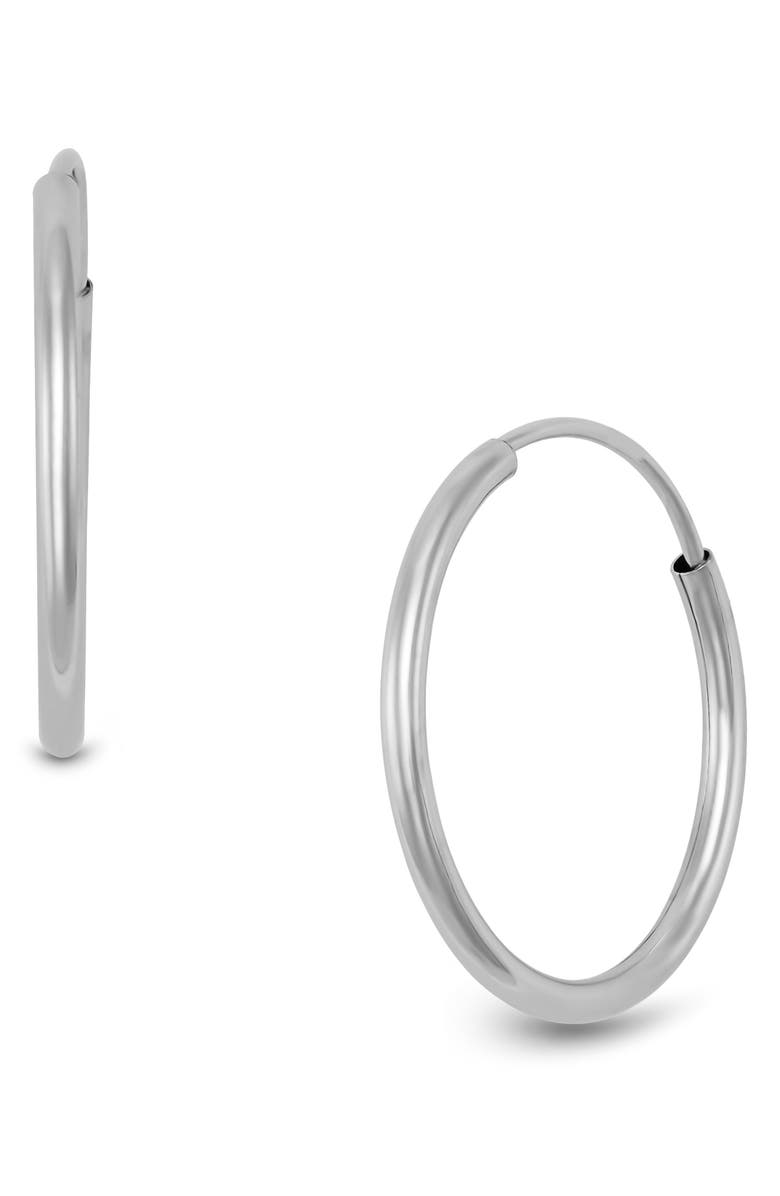 Frankie & Zoe 14K Gold Endless Hoop Earrings, Main, color, White Gold