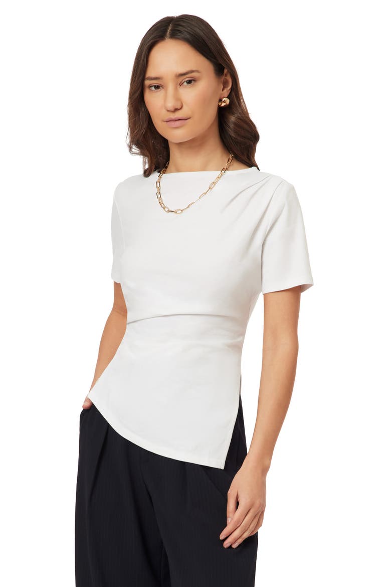 Gathered Asymmetric Tee, Alternate, color, BRILLIANT WHITE
