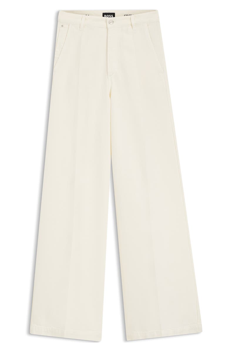 BOSS Essential High Waist Wide Leg Jeans, Alternate, color, Soft Cream